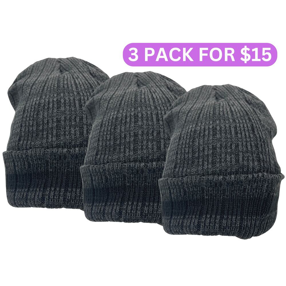Brand New 3 Pack Thick Insulated Long Cuffed Beanie Winter Ski Cap Snowboard Hat